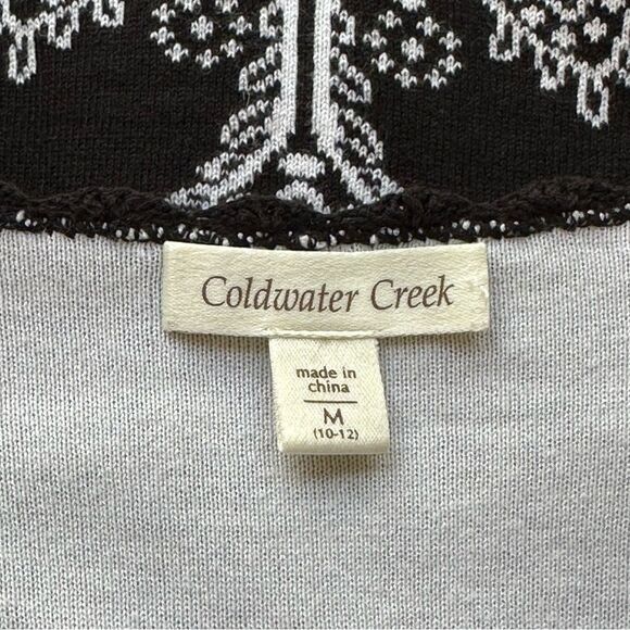 COLDWATER CREEK Black & White One Button Cardigan Cotton Blend Size Medium - Picture 5 of 13
